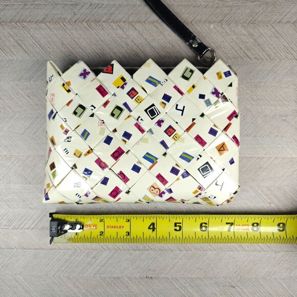 Nahui Ollin Woven Candy Wrapper Clutch Wristlet Zip Bag - Picture 5 of 8